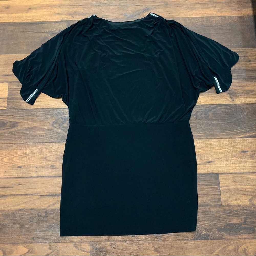 R&M Richards Mini Black Dress Women’s Size 10 Stretch, With Rhinestones